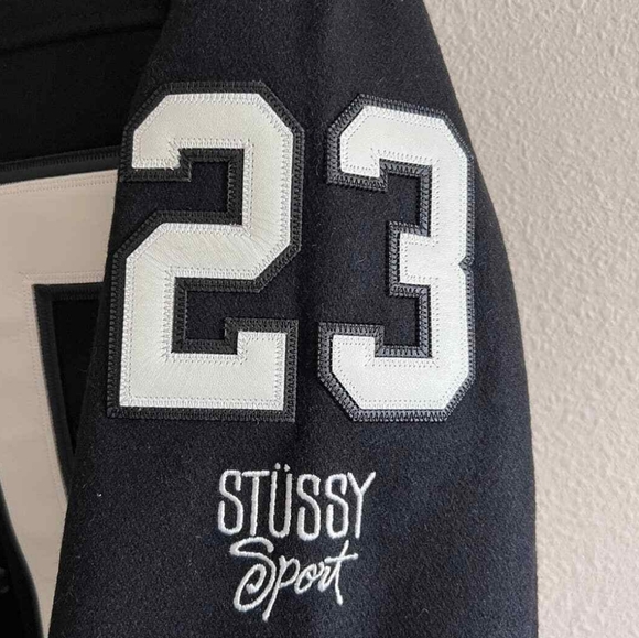 Stussy 80 Wool Varsity Jacket - Size Large - Black - Brand New - Picture 4 of 5